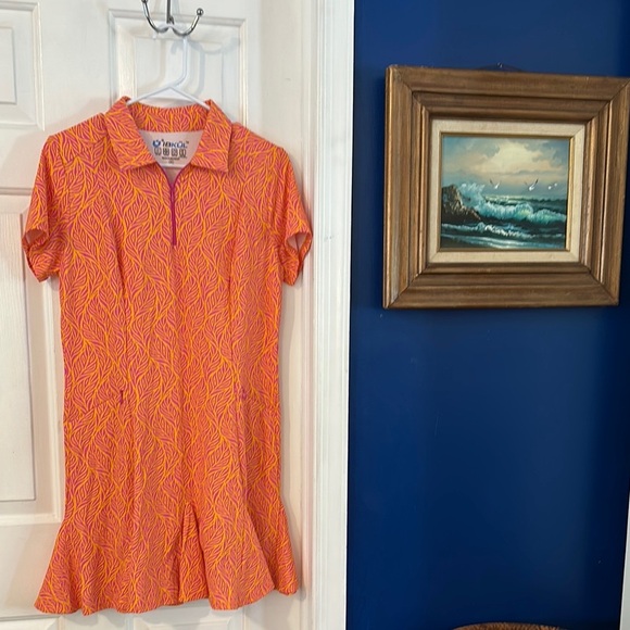Women’s IBKUL UPF 50 + Short Sleeve Polyester & Spandex Godet Dress Size Medium - Picture 1 of 9